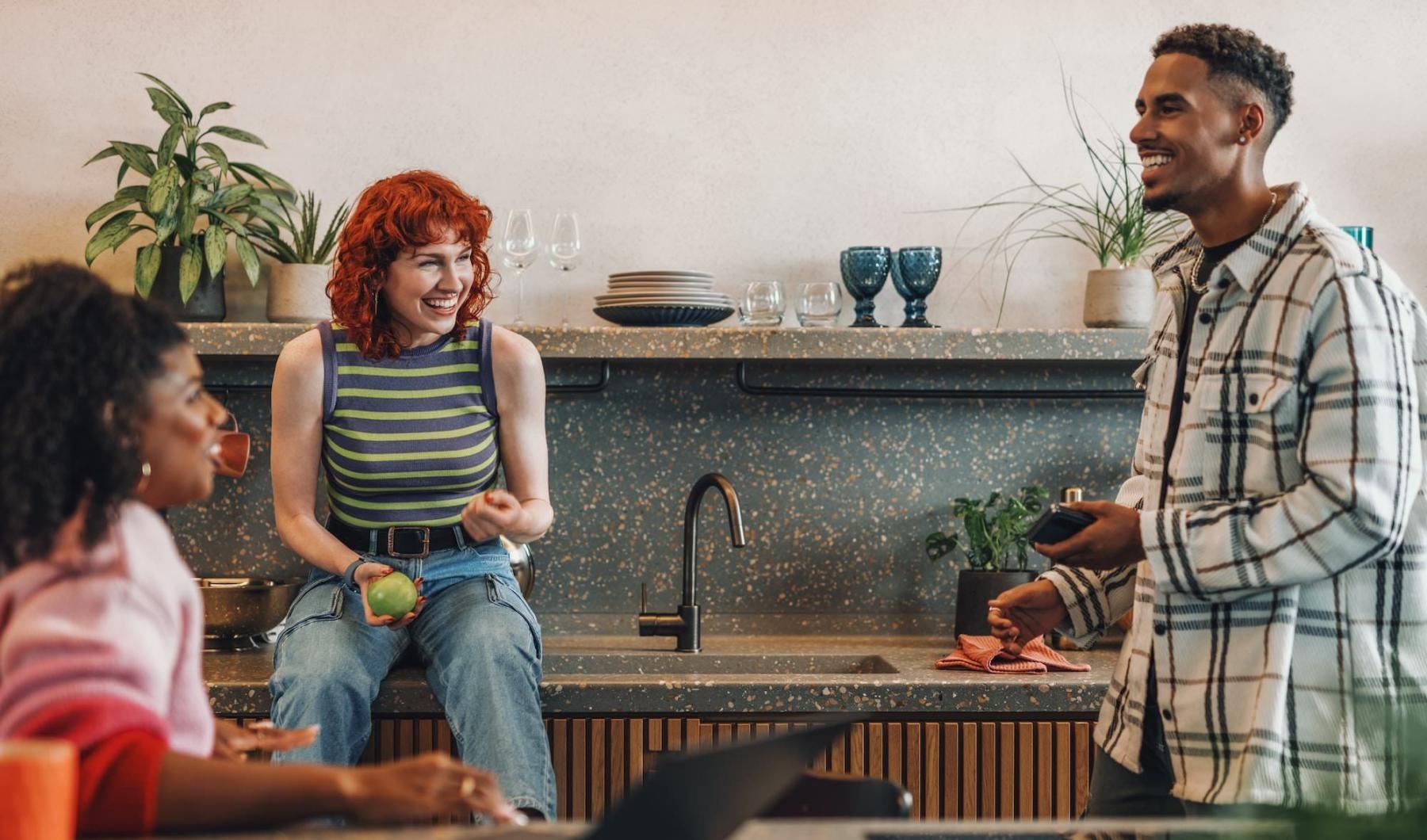 a group of people sitting and talking